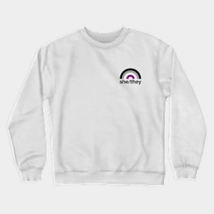 She/They Pronouns Asexual Rainbow Crewneck Sweatshirt